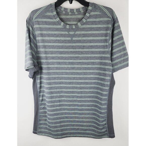 lululemon athletica Other - Lululemon T.H.E. Short Sleeve Shirt Striped Gray Green Heathered Mens Medium‎